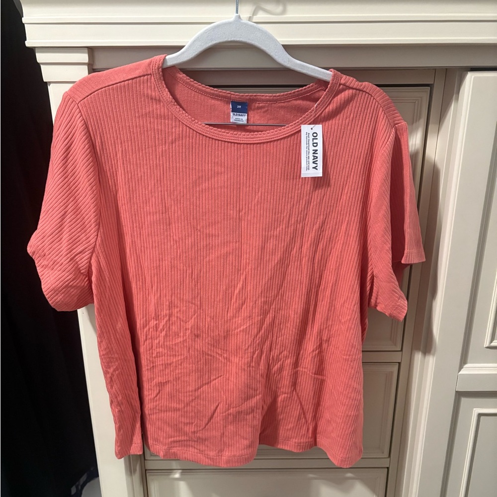 Old Navy Coral Ribbed Short Sleeve Tee